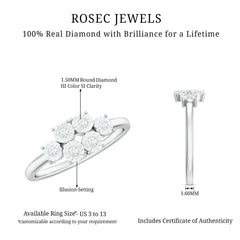 Natural Diamond Cluster Promise Ring for Women