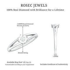 Natural Diamond Engagement Ring with Split Shank