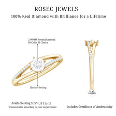 Natural Diamond Engagement Ring with Split Shank