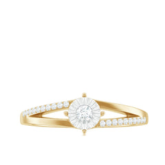 Natural Diamond Engagement Ring with Split Shank
