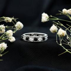 Lab Grown Black Diamond and Moissanite Full Eternity Band