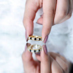 Lab Grown Black Diamond and Moissanite Full Eternity Band