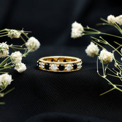 Lab Grown Black Diamond and Moissanite Full Eternity Band