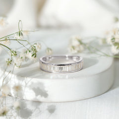 Channel Set Certified Moissanite Half Eternity Band Ring
