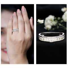 Channel Set Certified Moissanite Half Eternity Band Ring