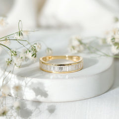 Channel Set Certified Moissanite Half Eternity Band Ring