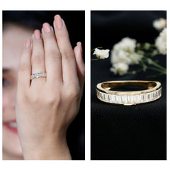 Channel Set Certified Moissanite Half Eternity Band Ring