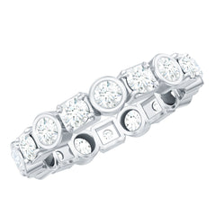 Round Moissanite Eternity Wedding Band with Certificate