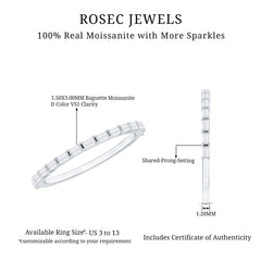 Baguette Shape Moissanite Half Eternity Stackable Ring