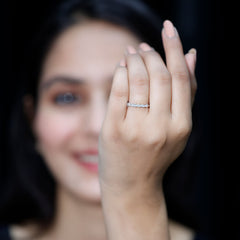 Baguette Shape Moissanite Half Eternity Stackable Ring