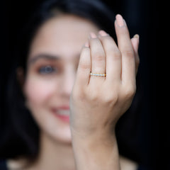 Baguette Shape Moissanite Half Eternity Stackable Ring