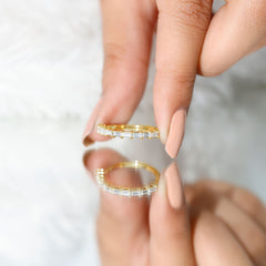 Baguette Shape Moissanite Half Eternity Stackable Ring