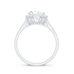 Pear Shape Moissanite Huge Engagement Ring with Halo