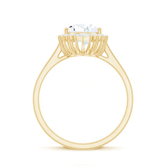 Pear Shape Moissanite Huge Engagement Ring with Halo