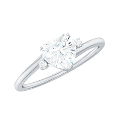 Solitaire Moissanite Heart Engagement Ring in Prong Setting