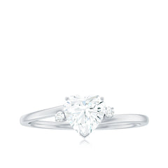 Solitaire Moissanite Heart Engagement Ring in Prong Setting
