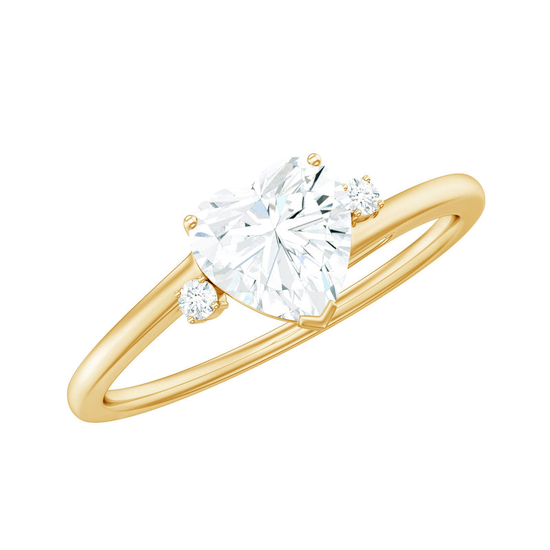 Solitaire Moissanite Heart Engagement Ring in Prong Setting