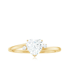 Solitaire Moissanite Heart Engagement Ring in Prong Setting