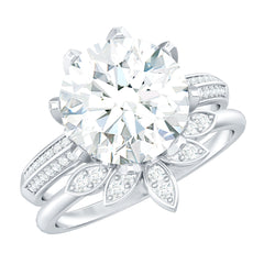 Cubic Zirconia Floral Inspired Wedding Ring Set For Women