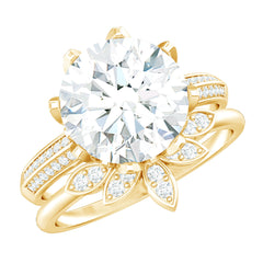 Cubic Zirconia Floral Inspired Wedding Ring Set For Women