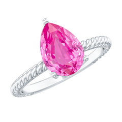 Pear Created Pink Sapphire Solitaire Engagement Ring