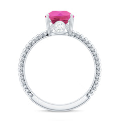 Pear Created Pink Sapphire Solitaire Engagement Ring