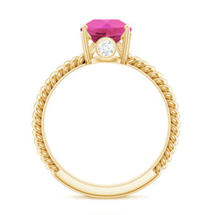 Pear Created Pink Sapphire Solitaire Engagement Ring