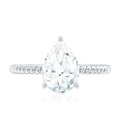 Certified Pear Zircon Solitaire Engagement Ring