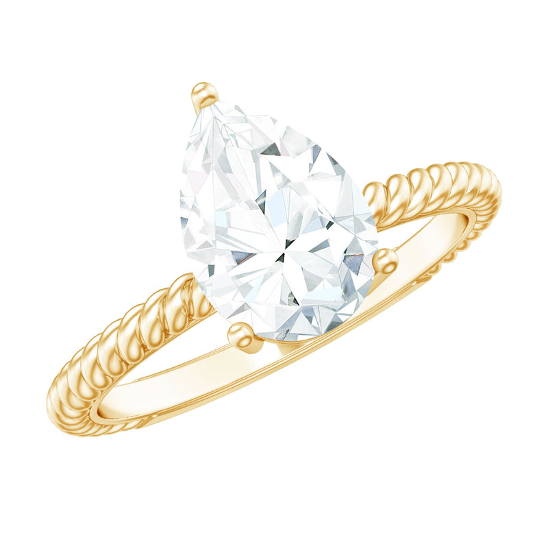 Certified Pear Zircon Solitaire Engagement Ring