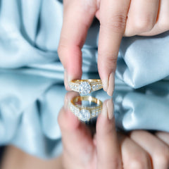 Round Cubic Zirconia Engagement Ring with Side Stones
