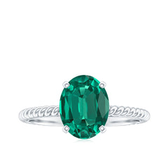 Certified 8X10 mm Oval Lab Grown Emerald Ring for Engagement