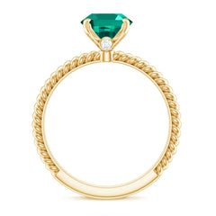 Certified 8X10 mm Oval Lab Grown Emerald Ring for Engagement