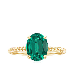 Certified 8X10 mm Oval Lab Grown Emerald Ring for Engagement