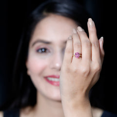 4 CT Lab Created Pink Sapphire Oval Engagement Ring