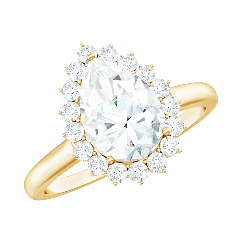Cubic Zirconia Teardrop Halo Engagement Ring
