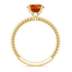 4 Carat Lab Grown Orange Sapphire Engagement Ring with Diamond