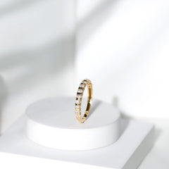 Certified Round Moissanite Half Eternity Wedding Band