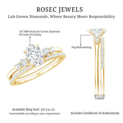 Certified 5X7 MM Oval Lab Grown Diamond Bridal Ring Set