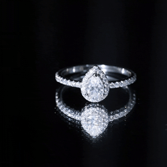 Certified Lab Grown Diamond Teardrop Halo Engagement Ring