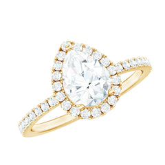 Certified Lab Grown Diamond Teardrop Halo Engagement Ring