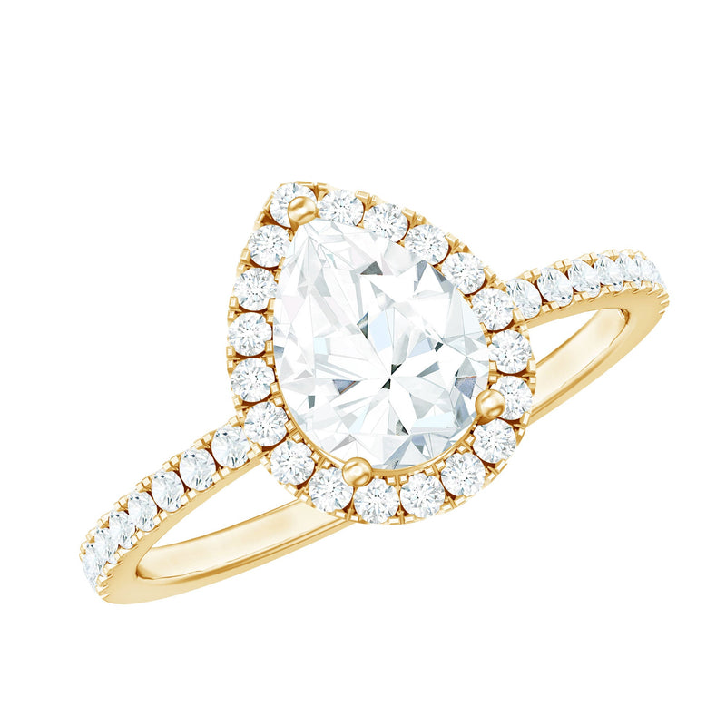Certified Lab Grown Diamond Teardrop Halo Engagement Ring