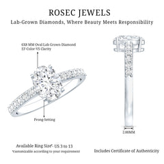 Certified 6X8 MM Lab Grown Diamond Oval Engagement Ring