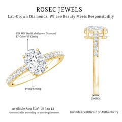 Certified 6X8 MM Lab Grown Diamond Oval Engagement Ring