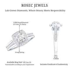 Certified 6 MM Lab Grown Diamond Halo Engagement Ring