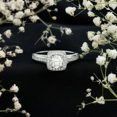 Certified 6 MM Lab Grown Diamond Halo Engagement Ring