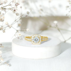 Certified 6 MM Lab Grown Diamond Halo Engagement Ring