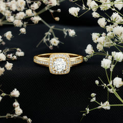 Certified 6 MM Lab Grown Diamond Halo Engagement Ring