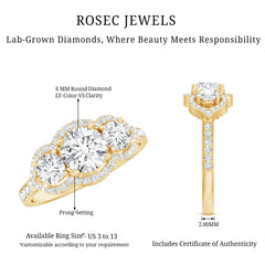 Certified Lab Grown Diamond 3 Stone Engagement Ring