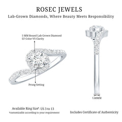 Certified 5 MM Lab Grown Diamond Bypass Engagement Ring