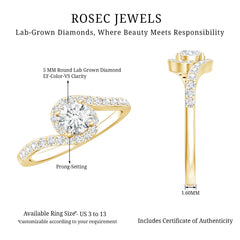 Certified 5 MM Lab Grown Diamond Bypass Engagement Ring